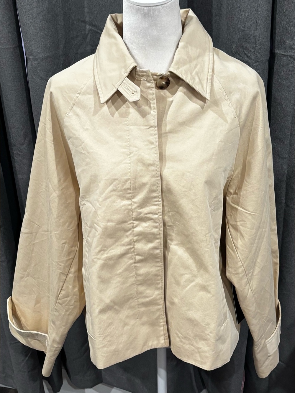 NWT Tuckernuck Khaki Drew Short Trench Coat Tan Medium Preppy Casual Boxy Cotton - Picture 13 of 16